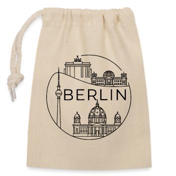 Berlin Landmark Modern Line Design in a Circle - Closable cotton gift bag (14x20cm) - nature - Front