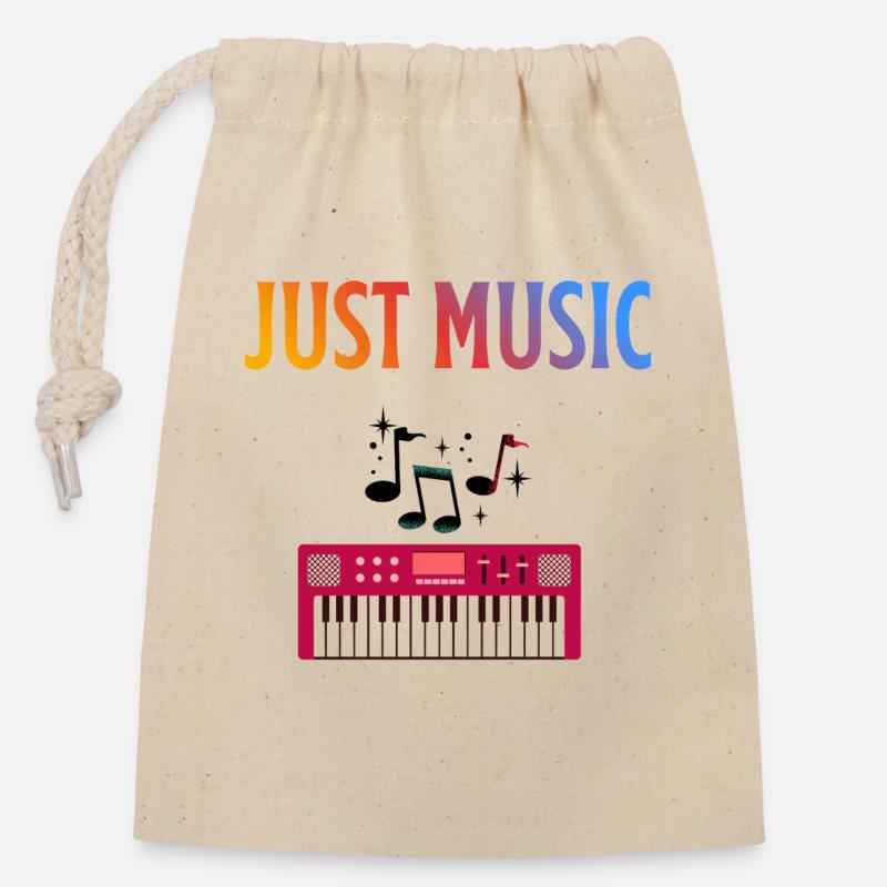 Nur Musik - Verschließbarer Geschenkbeutel aus Baumwolle (14x20cm) - Natur