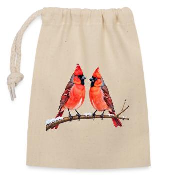 Cardinaux jumeaux en hiver - Sac cadeau en coton avec cordon (14 x 20 cm) - nature - Devant