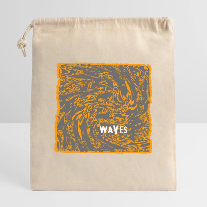 Orange Wave Pattern Art Closable cotton gift bag (14x20cm)