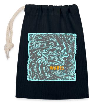 Wave flow neon pattern surf - Closable cotton gift bag (14x20cm) - navy - Front