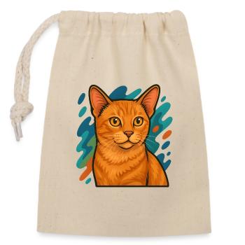 Illustration de chat mannois - Sac cadeau en coton avec cordon (14 x 20 cm) - nature - Devant
