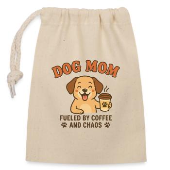 Hunde-Mutti Kaffeechaos - Verschließbarer Geschenkbeutel aus Baumwolle (14x20cm) - Natur - Vorne