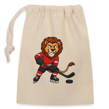 Bande dessinée Lion Hockey - Sac cadeau en coton avec cordon (14 x 20 cm) - nature - Devant
