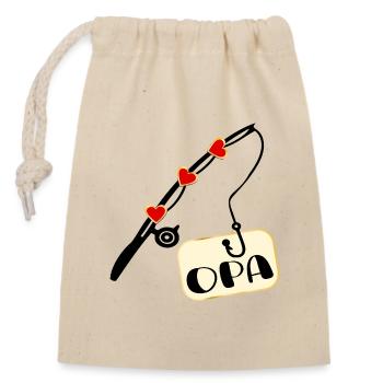 Fishing Rod Fishing Grandpa - Closable cotton gift bag (14x20cm) - nature - Front