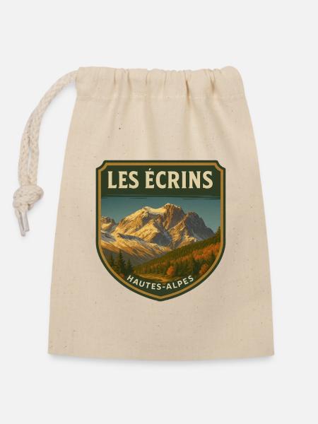 Les Écrins Alpes Vintage - Sac cadeau en coton avec cordon (14 x 20 cm) - nature