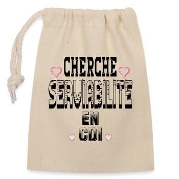 Cherche Serviabilité en CDI - Sac cadeau en coton avec cordon (14 x 20 cm) - nature - Devant