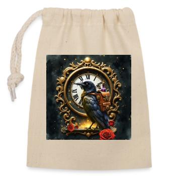 Raven Vintage Uhr - Verschließbarer Geschenkbeutel aus Baumwolle (14x20cm) - Natur - Vorne