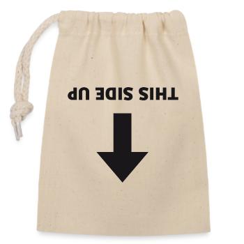 Ce côté vers le haut - Flèche inversée - Sac cadeau en coton avec cordon (14 x 20 cm) - nature - Devant