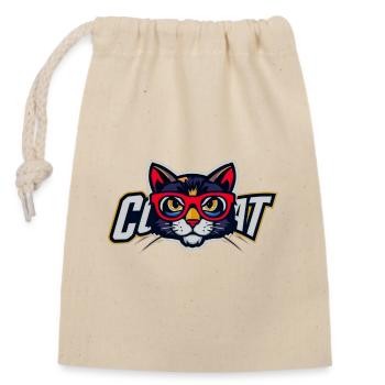 Chat avec des lunettes rouges Logo - Sac cadeau en coton avec cordon (14 x 20 cm) - nature - Devant