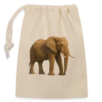 Elephant in natural tones - Closable cotton gift bag (14x20cm) - nature - Front