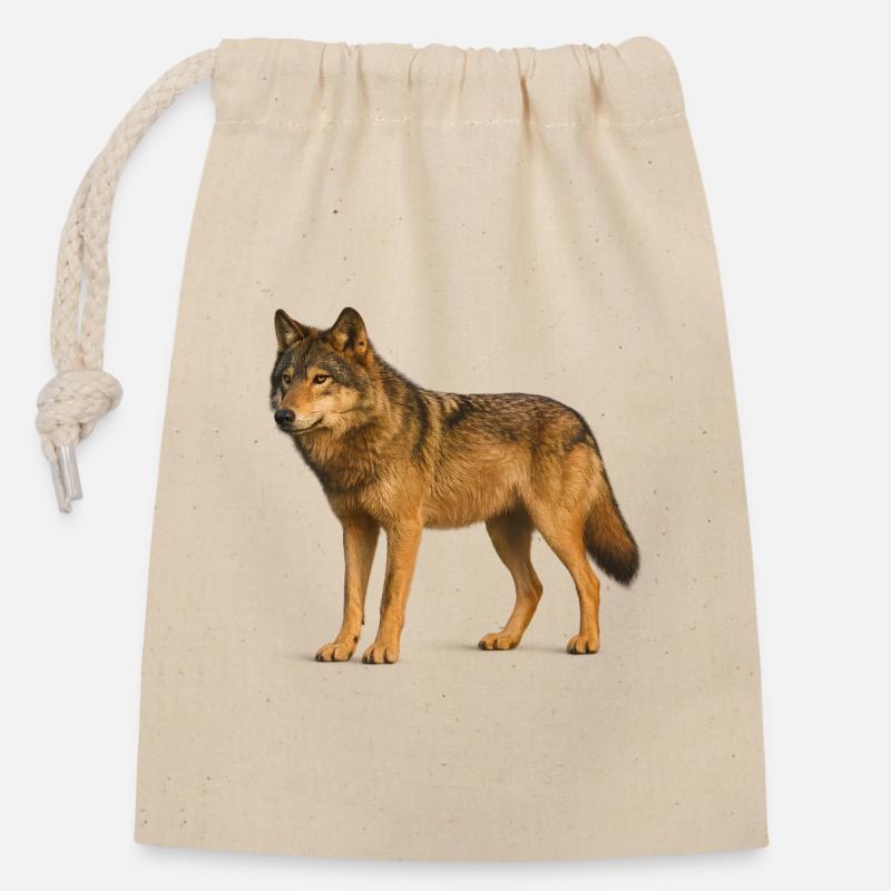 Wolf in Wilderness - Closable cotton gift bag (14x20cm) - nature