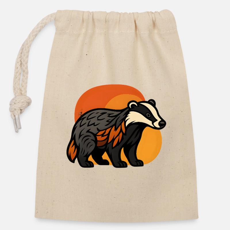 Blaireau au coucher du soleil - Sac cadeau en coton avec cordon (14 x 20 cm) - nature