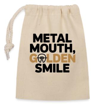 Bouche en métal Golden Smile Orthodontique Professionnel - Sac cadeau en coton avec cordon (14 x 20 cm) - nature - Devant