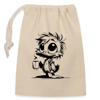 Office duck on the back burner Coffee instead of small talk - Closable cotton gift bag (14x20cm) - nature - Front