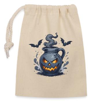Halloween Bembel – Hessisches Gruseldesign - Verschließbarer Geschenkbeutel aus Baumwolle (14x20cm) - Natur - Vorne