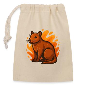 Agouti en orange flamboyant - Sac cadeau en coton avec cordon (14 x 20 cm) - nature - Devant