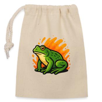 Flammender grüner Goliath-Frosch - Verschließbarer Geschenkbeutel aus Baumwolle (14x20cm) - Natur - Vorne