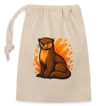 Flammender Otter - Verschließbarer Geschenkbeutel aus Baumwolle (14x20cm) - Natur - Vorne