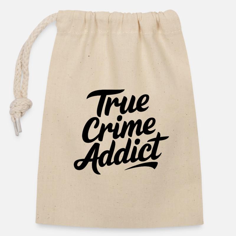 True Crime Addict - Closable cotton gift bag (14x20cm) - nature
