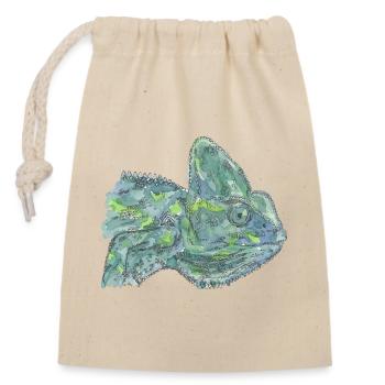 blue turquoise chameleon Chamaeleon zeylandicus - Closable cotton gift bag (14x20cm) - nature - Front