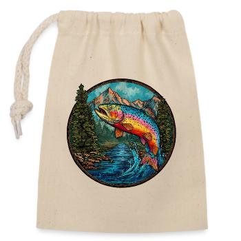 Rainbow Trout – Colourful Angler & Nature Motif - Closable cotton gift bag (14x20cm) - nature - Front