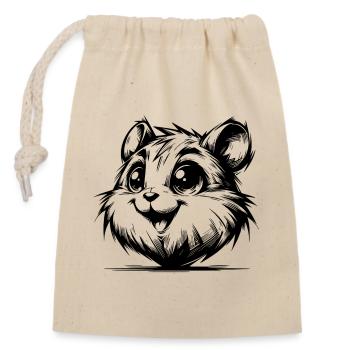 Lustiges Hamsterlächeln Nager voller Lebensfreude - Verschließbarer Geschenkbeutel aus Baumwolle (14x20cm) - Natur - Vorne