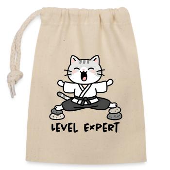 Zen-Karate-Sensei-Katze - Verschließbarer Geschenkbeutel aus Baumwolle (14x20cm) - Natur - Vorne