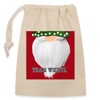 Team Wichtl Weihnachtsgnom - Verschließbarer Geschenkbeutel aus Baumwolle (14x20cm) - Natur - Vorne