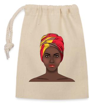 Art audacieux de femme africaine avec un bandeau coloré vibrant - Sac cadeau en coton avec cordon (14 x 20 cm) - nature - Devant