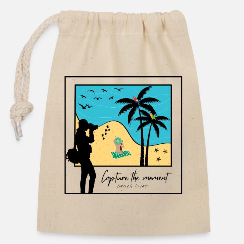 Capture the moment beach lover - Closable cotton gift bag (14x20cm) - nature