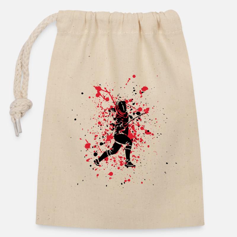 Red Splash Fencer - Verschließbarer Geschenkbeutel aus Baumwolle (14x20cm) - Natur