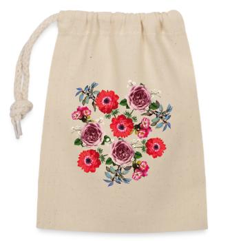 Beautiful arrangement of red roses - Closable cotton gift bag (14x20cm) - nature - Front