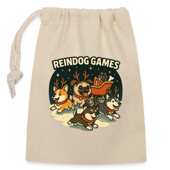 Reindog Games Winter Pups - Closable cotton gift bag (14x20cm) - nature - Front