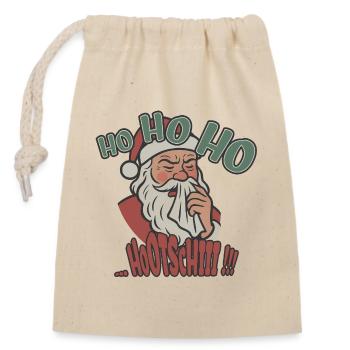 Hohoho Santa - Cold Winter trendy Weihnachtsmotiv  - Verschließbarer Geschenkbeutel aus Baumwolle (14x20cm) - Natur - Vorne