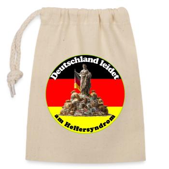 Deutschland hat ein Helfersyndrom - Verschließbarer Geschenkbeutel aus Baumwolle (14x20cm) - Natur - Vorne