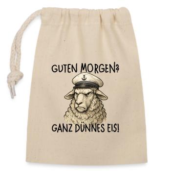 Sheep Captain Good morning - Closable cotton gift bag (14x20cm) - nature - Front