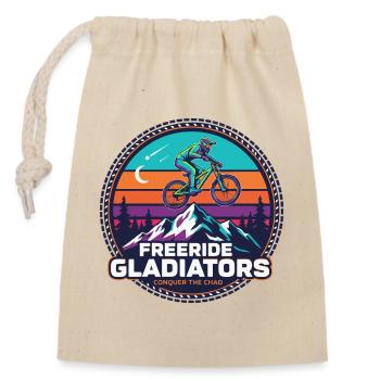Freeride Gladiators Peak Fahrt - Verschließbarer Geschenkbeutel aus Baumwolle (14x20cm) - Natur - Vorne