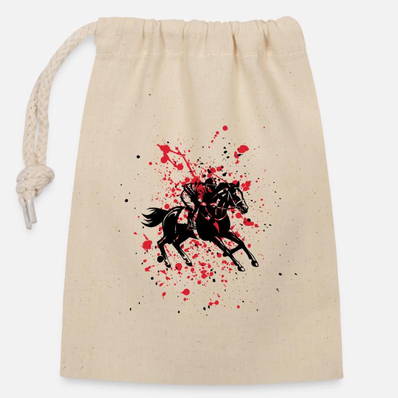 Red on black jockey - Closable cotton gift bag (14x20cm) - nature