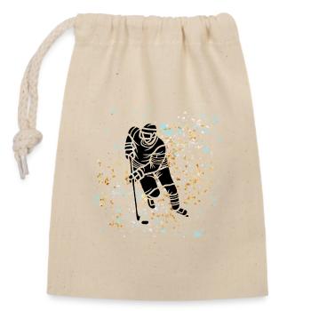 Hockey sur glace bleu doré - Closable cotton gift bag (14x20cm) - nature - Front