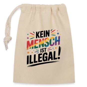 Kein Mensch ist illegal - Cool Pride Logo - Verschließbarer Geschenkbeutel aus Baumwolle (14x20cm) - Natur - Vorne
