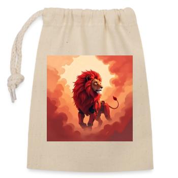 Lion mécanique dans un ciel orange - Sac cadeau en coton avec cordon (14 x 20 cm) - nature - Devant
