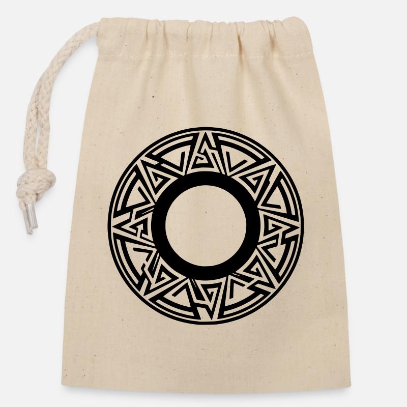 Modern Circle - Closable cotton gift bag (14x20cm) - nature