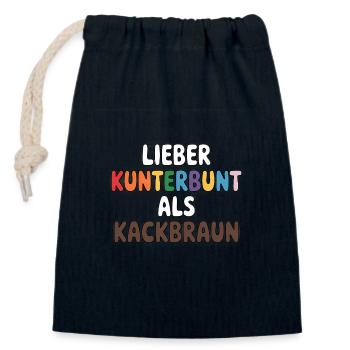 Lieber Kunterbunt als Kackbraun - Cool Pride Logo - Verschließbarer Geschenkbeutel aus Baumwolle (14x20cm) - Navy - Vorne