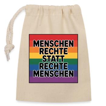 Menschenrechte statt rechte Menschen - Cool Pride  - Verschließbarer Geschenkbeutel aus Baumwolle (14x20cm) - Natur - Vorne