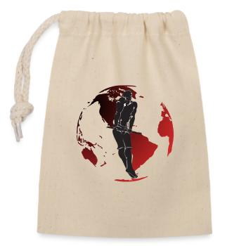 Muscle Up und Red Globe - Verschließbarer Geschenkbeutel aus Baumwolle (14x20cm) - Natur - Vorne