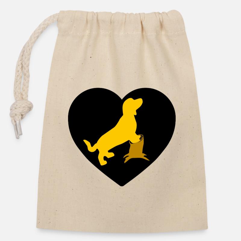 Teckel - Sac cadeau en coton avec cordon (14 x 20 cm) - nature