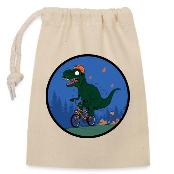 T-Rex Rider Adventurer - Closable cotton gift bag (14x20cm) - nature - Front