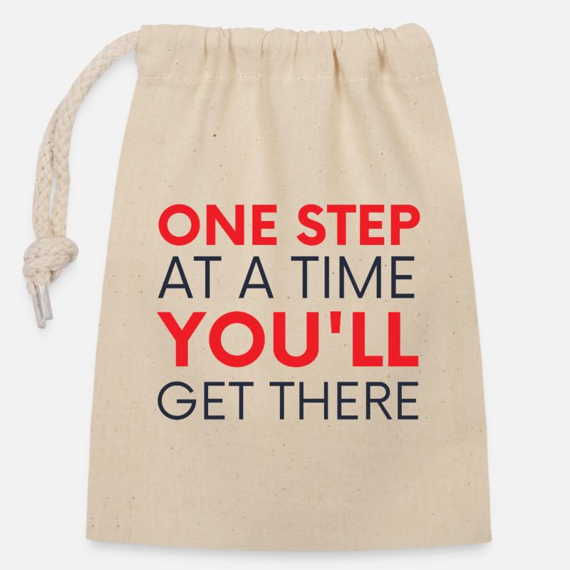 One Step At A Time You'll Get There - Verschließbarer Geschenkbeutel aus Baumwolle (14x20cm) - Natur