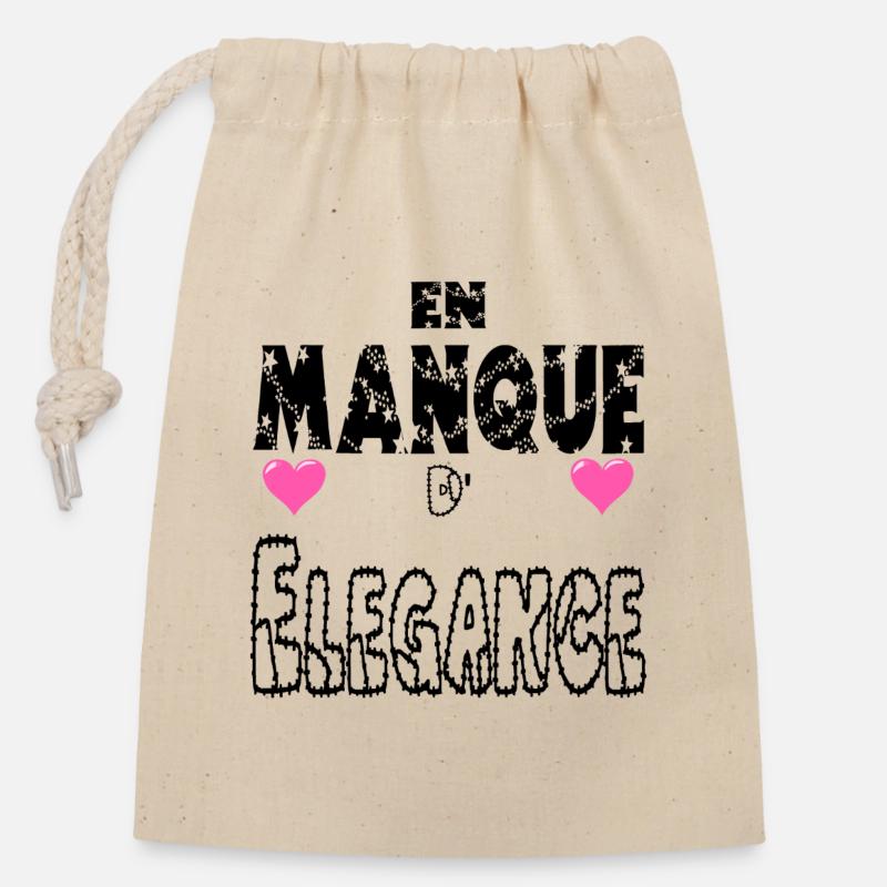 Lacking elegance - Closable cotton gift bag (14x20cm) - nature